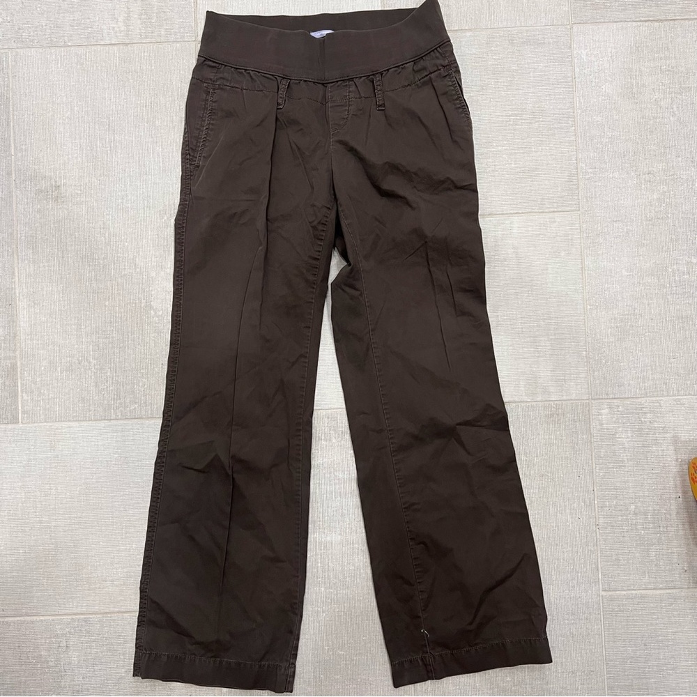 Gap Maternity Wide Leg Brown Pants Sz 10 Long
